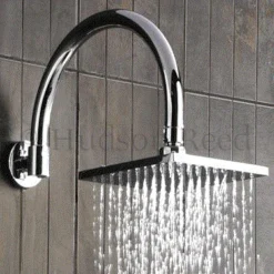 Hudson Reed Square Fixed Head & Curved Wall Mounted Arm - Chrome -SHOWER HEADS Sales ARM06 A3088 DETAIL2 375