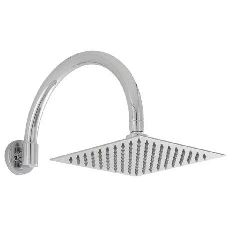 Hudson Reed Square Fixed Head & Curved Wall Mounted Arm - Chrome 2 Hudson Reed Square Fixed Head & Curved Wall Mounted Arm - Chrome -SHOWER HEADS Sales ARM06 A3088 P