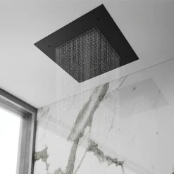SHOWER HEADS Sales 39 Arezzo Matt Black 400 x 400mm Recessed Ceiling Mounted Square Shower Head