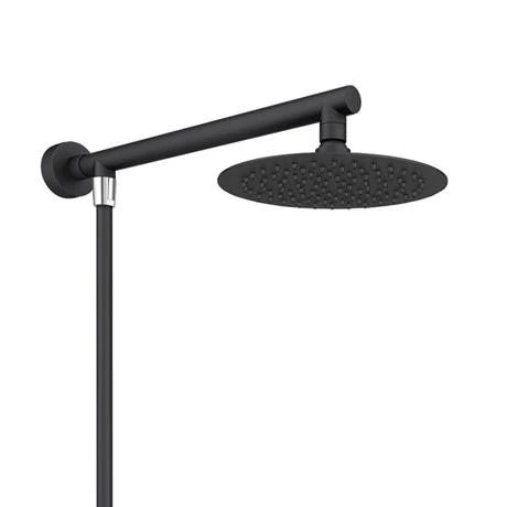 Arezzo Round 200mm Matt Black Slim Rainfall Shower Head with 1.75m Flexible Hose 4 Arezzo Round 200mm Matt Black Slim Rainfall Shower Head with 1.75m Flexible Hose - Image 2