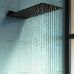 Arezzo Black Square Flat Fixed Shower Head (220 x 500mm)