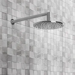 Cruze Round Shower Head with Wall Mounted 90 Degree Bend Arm - 200mm