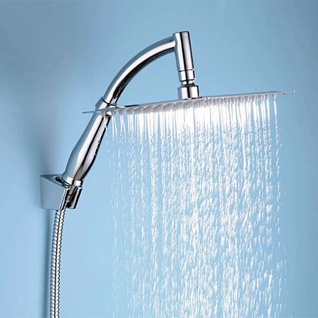 Milan 200 x 200mm Square Stainless Steel Shower Head, Extension Arm + Hose Kit 3 Milan 200 x 200mm Square Stainless Steel Shower Head, Extension Arm + Hose Kit